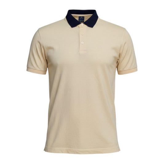 Contrast Collar Essential Unisex Polo (Pale Yellow/Navy) - Size XL
