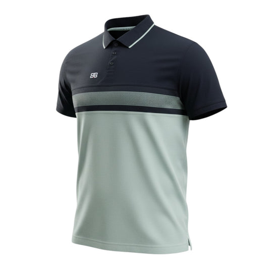 Benjamin Black Color-Block Unisex Polo (Black/Mint) - Size 4XL