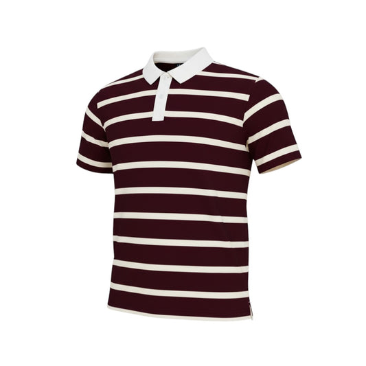 Classic Striped Heritage Unisex Polo (Burgundy/White) - Size XL