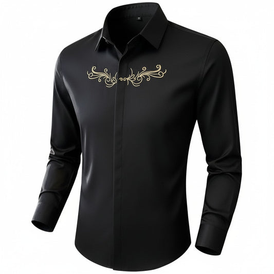 Black Filigree Dress Shirt (Medium)
