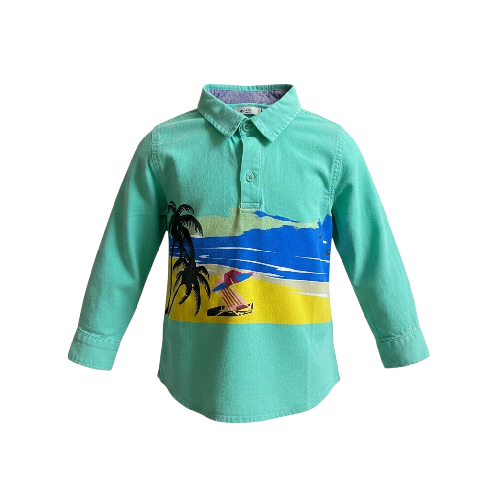 Boys' Tropical Beach Print Long Sleeve Shirt (Age 1-2)