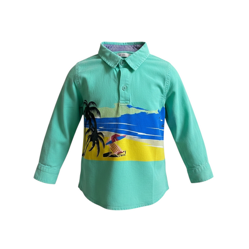 Boys' Tropical Beach Print Long Sleeve Shirt (Age 1-2)
