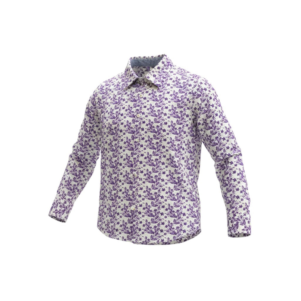 Boys Purple Floral Long Sleeve Shirt
