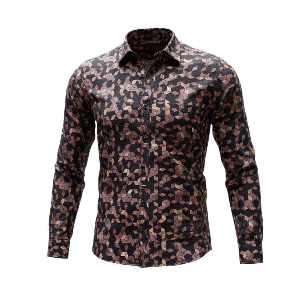 Boys Black Cube Print Shirt