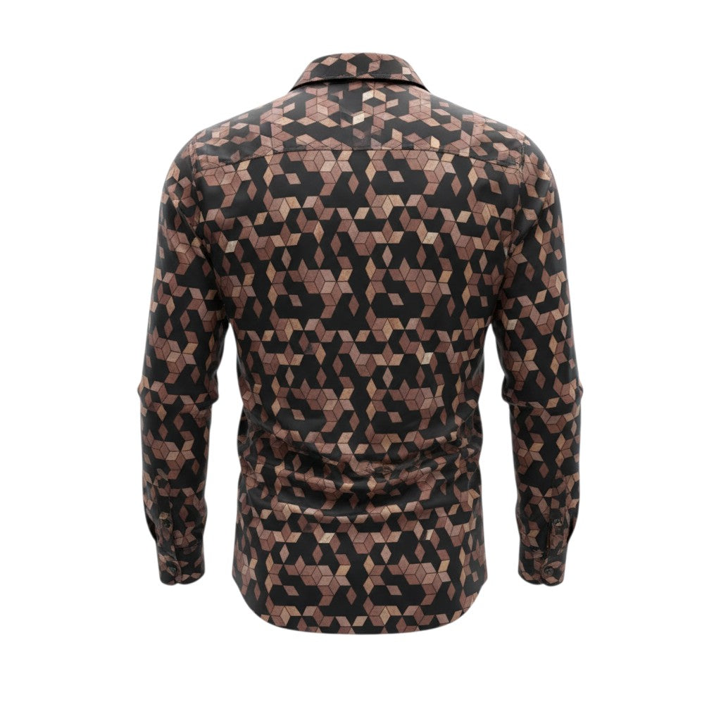Boys Black Cube Print Shirt