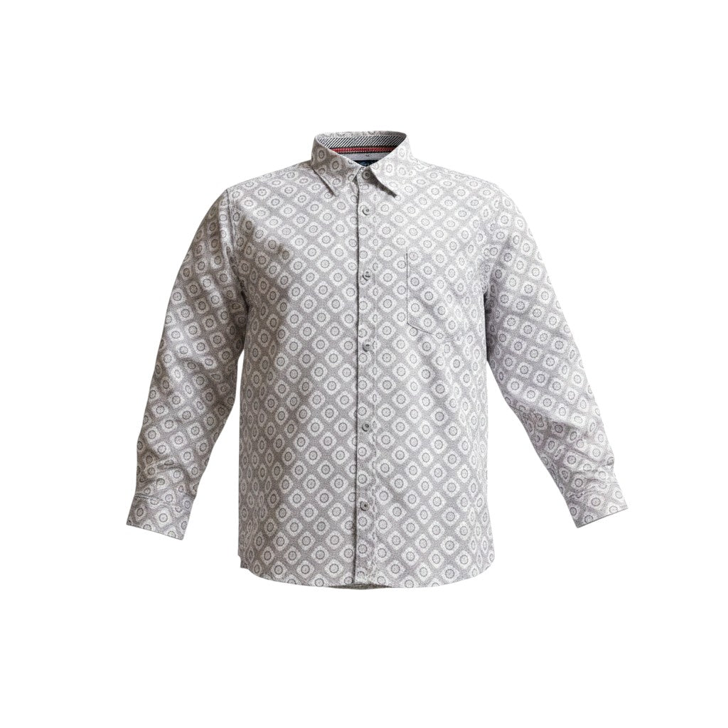 Boys Grey Medallion Print Shirt