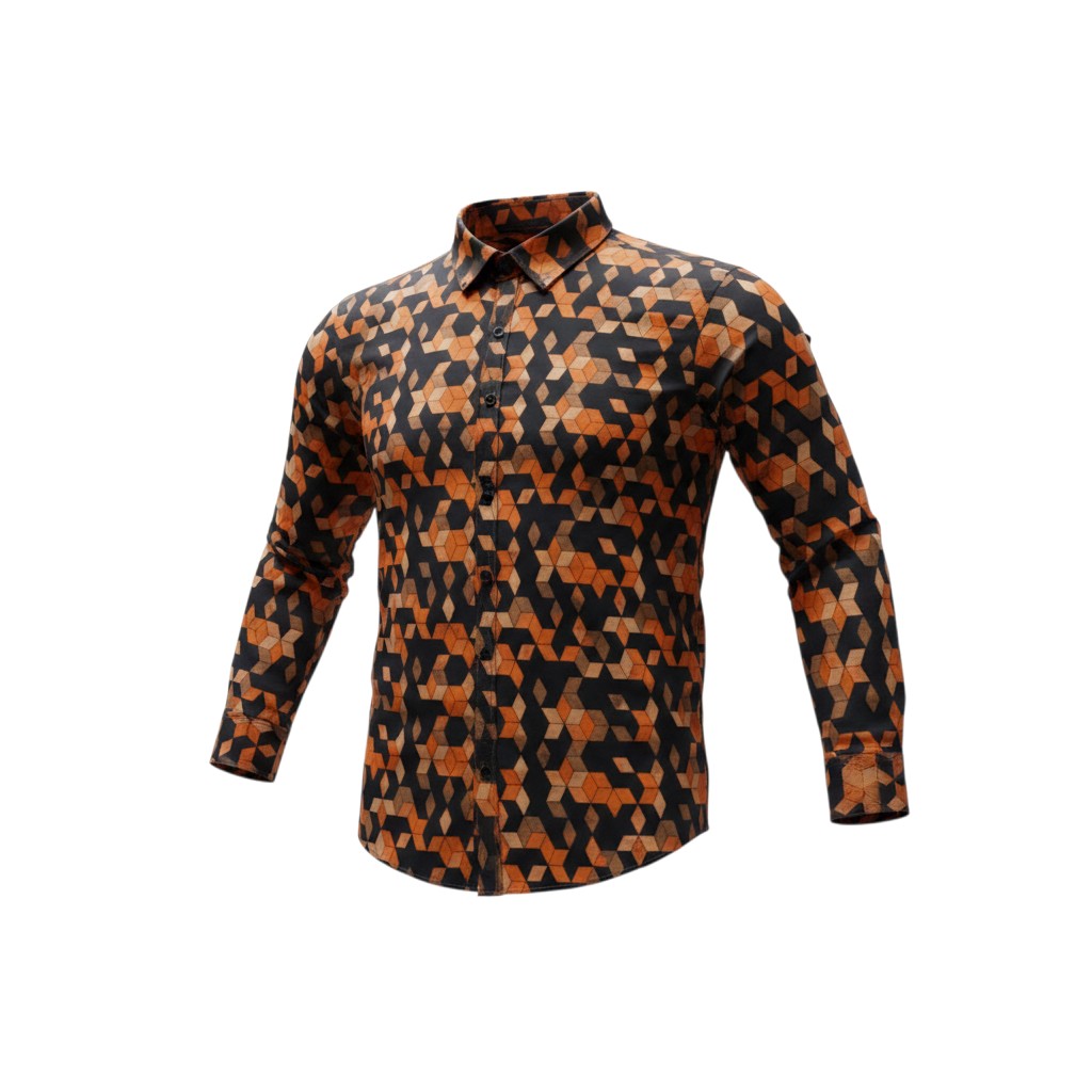 Boys Orange Hex Geometric Shirt