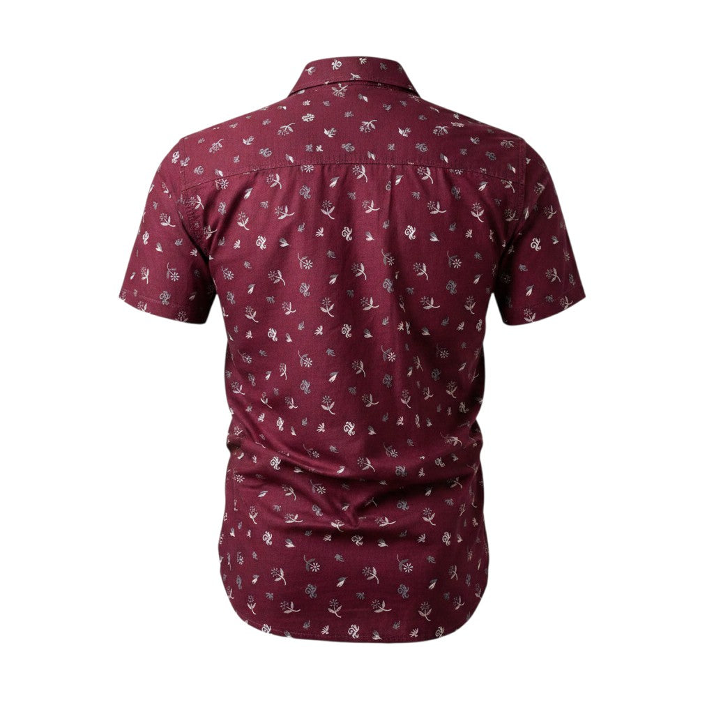 Baby Burgundy Floral Short Sleeve Shirt