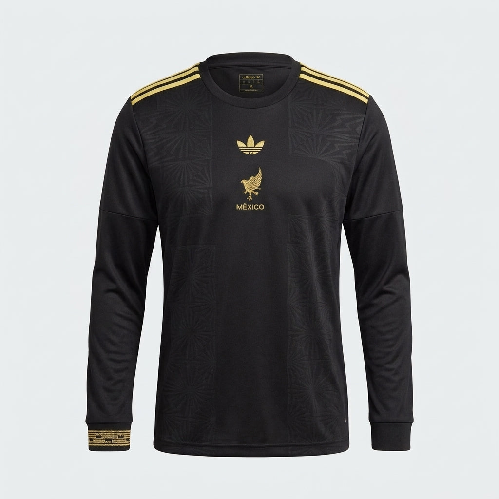 Mexico Long Sleeve Football Jersey – Black & Gold