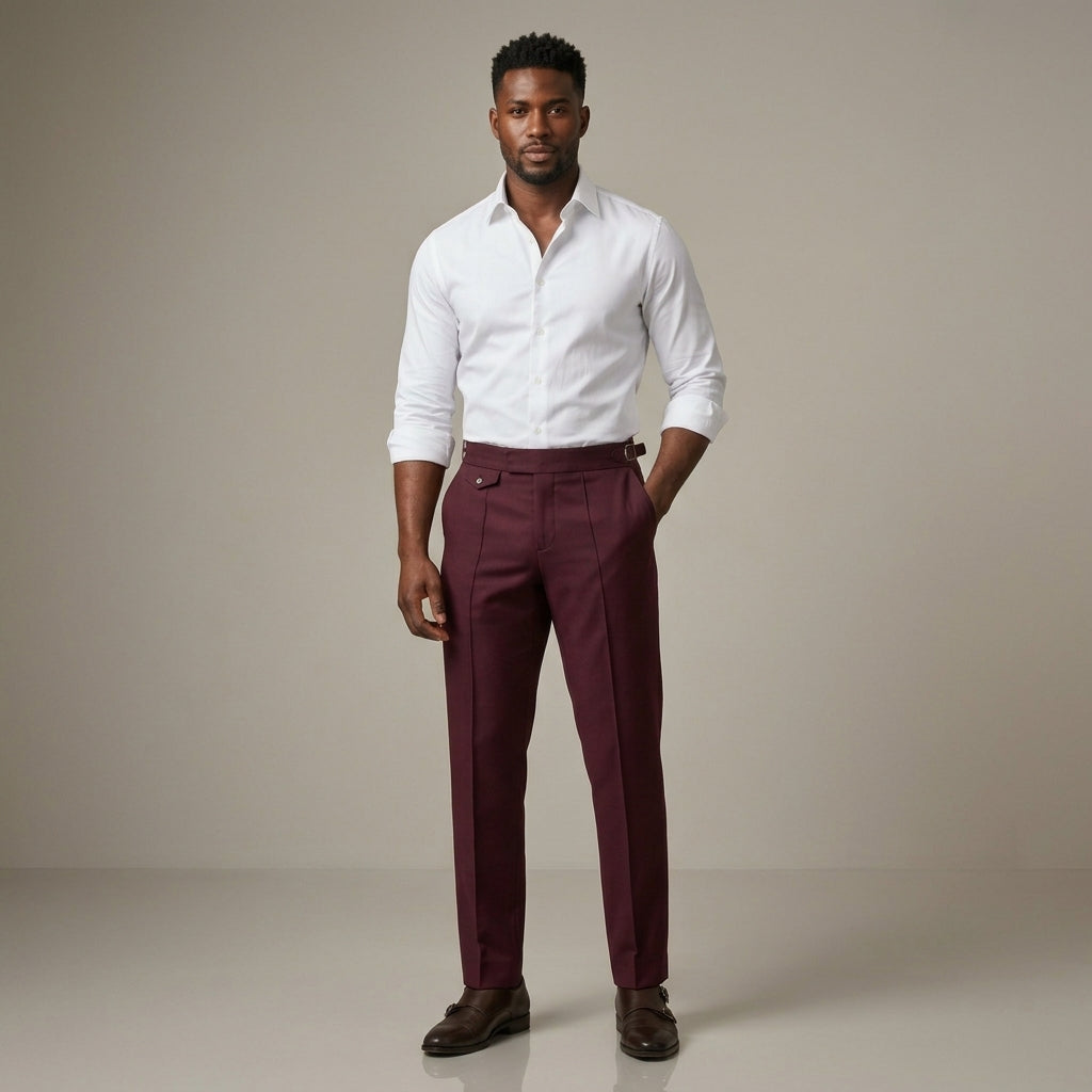 Burgundy Pleated Dress Trouser