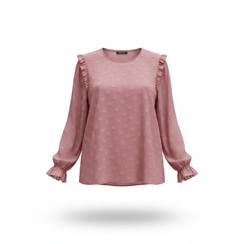 Rose Dotted Swiss Ruffle Blouse