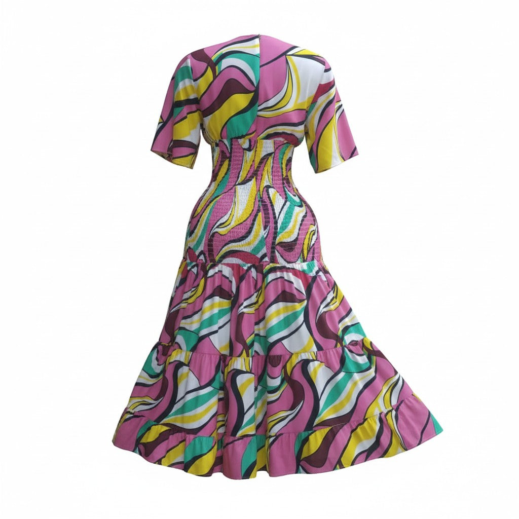 Psychedelic Swirl Smocked Midi