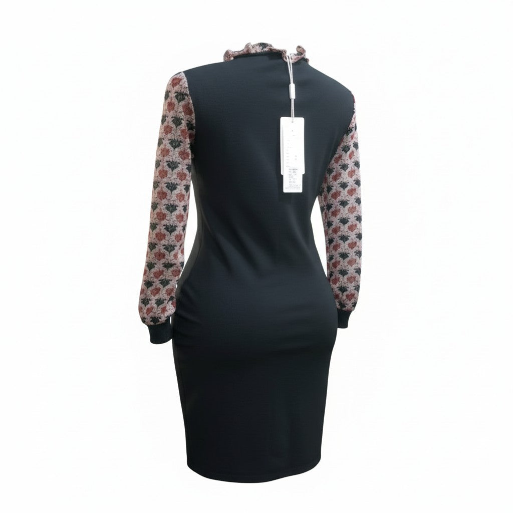 Vintage Lace-Collar Midi Dress