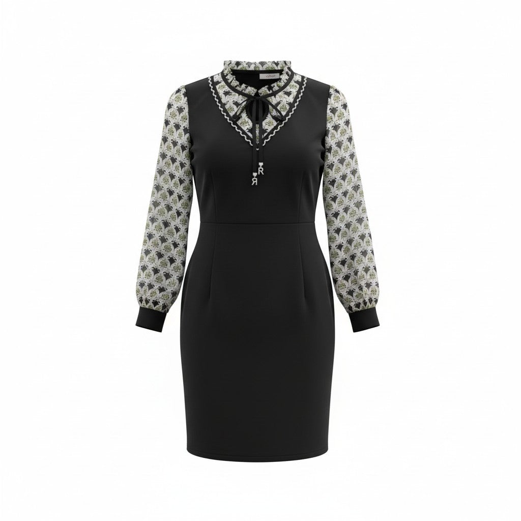 Vintage Lace-Collar Midi Dress