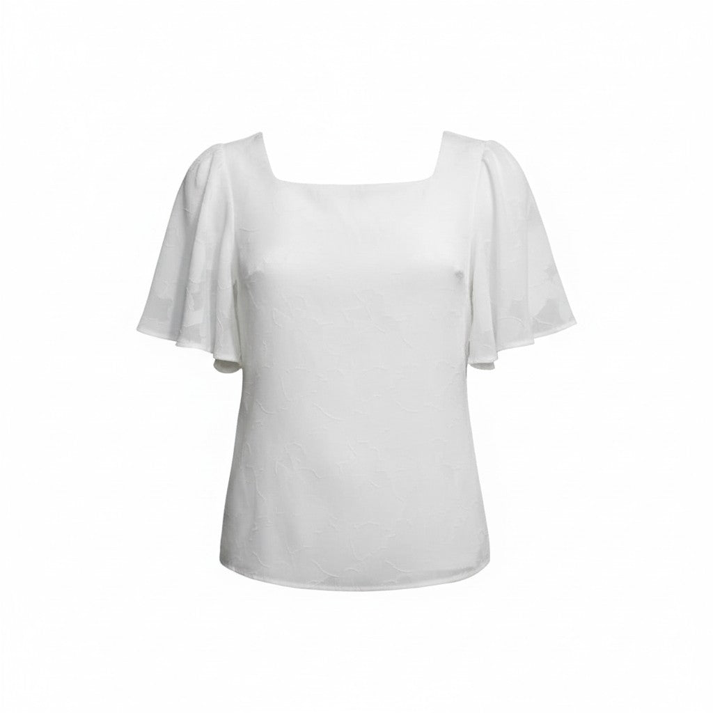 Snow White Flutter-Sleeve Top