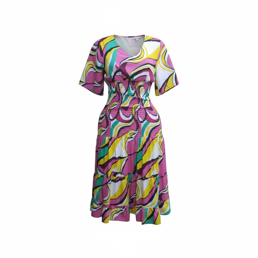 Psychedelic Swirl Smocked Midi