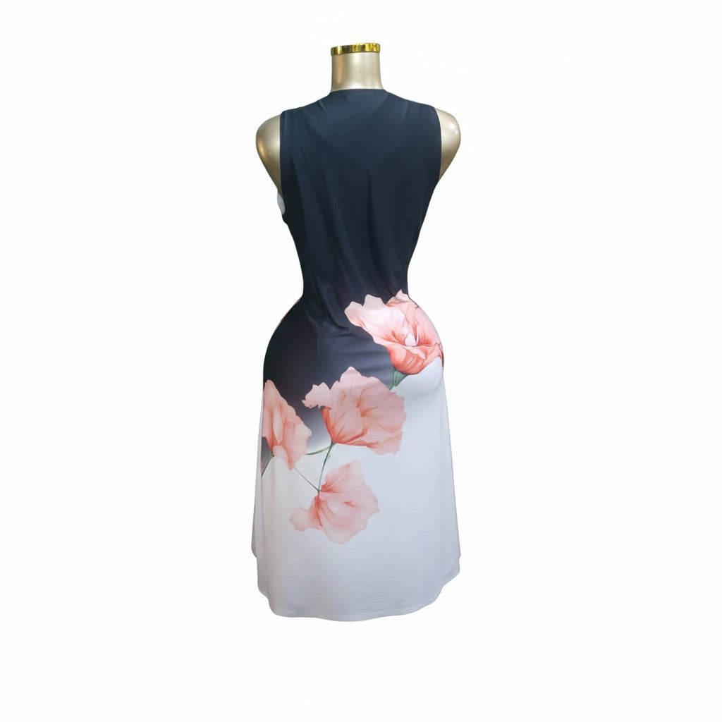 Floral Inset Asymmetric Dress