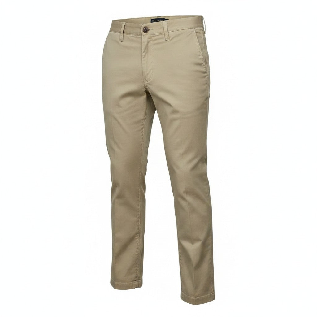 Men's Sand Beige Straight-Leg Chinos Trousers