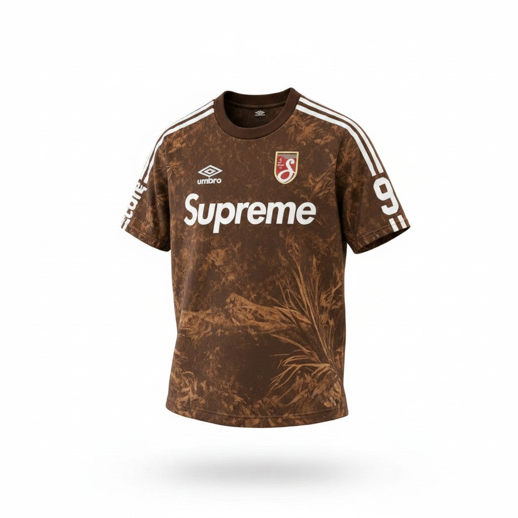 Men's Brown Camo Print Round Neck Jersey Tee