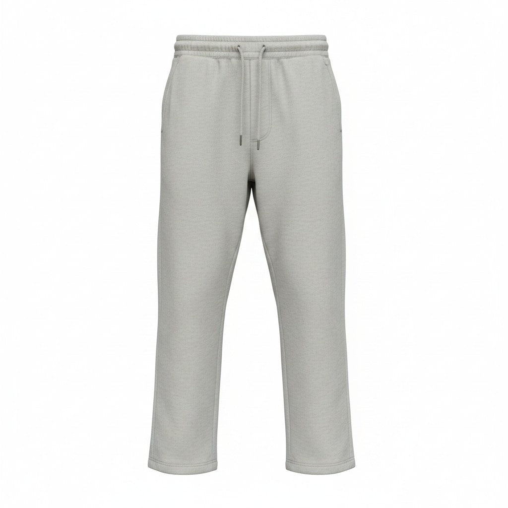 Men's Light Grey Relaxed-Fit Drawstring Joggers - Ghost Mannequin View