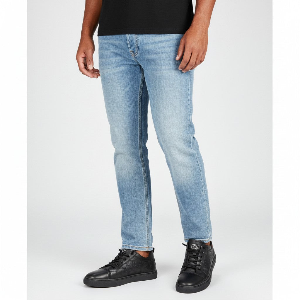 Men's Black Monogram Embossed Leather Low-Top Sneakers