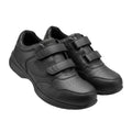 Men's Black Double Velcro Strap Leather Sneakers - product shot