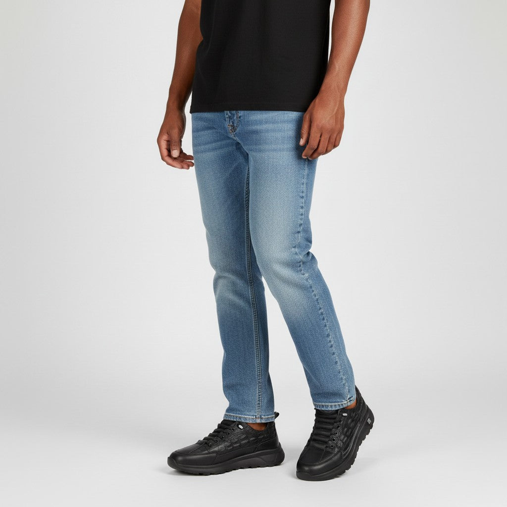 Men's Black Croc-Texture Chunky Low-Top Sneakers