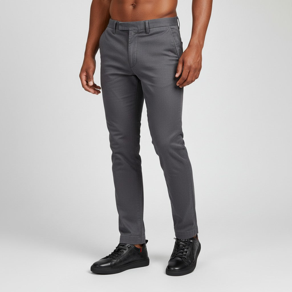 Men's Charcoal Grey Slim Fit Chino Trousers - model shot