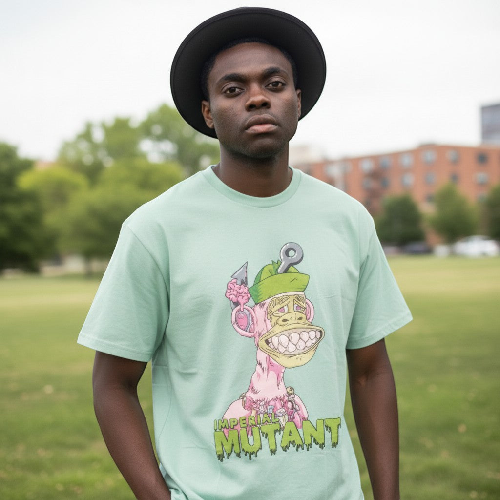 Imperial "Mutant Ape" Unisex Graphic Tee (Mint Green) - Size L