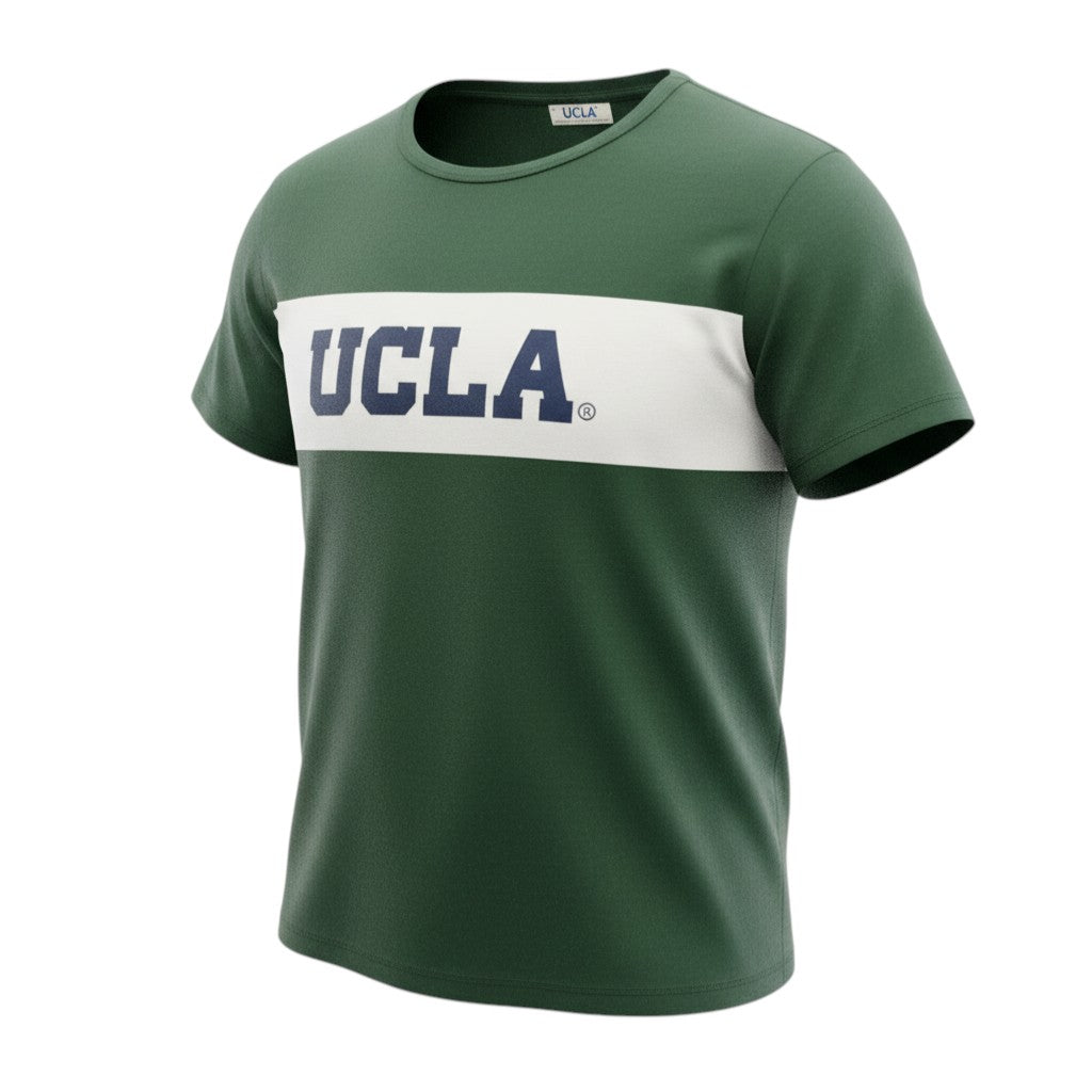 UCLA Block Stripe Unisex Graphic Tee (Forest Green) - Size XL