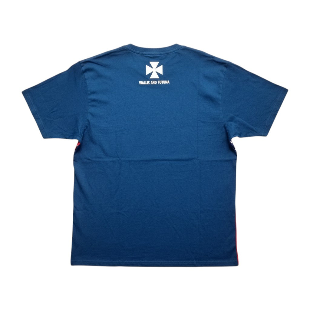 Wallis and Futuna Colorblock Unisex Graphic Tee (Blue &amp; Red) - Size XL