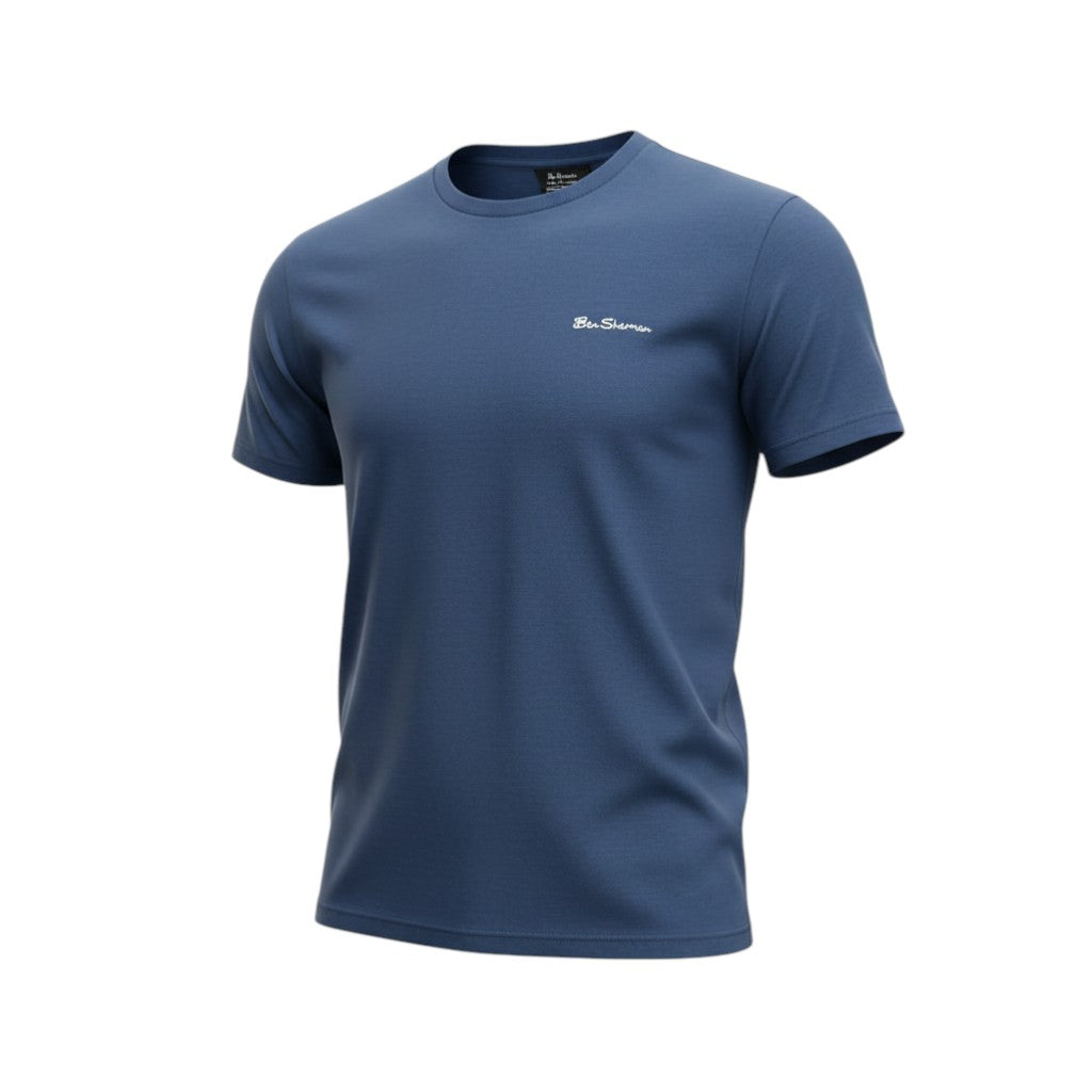 Ben Sherman Essential Script Logo Unisex Tee (Steel Blue) - Size L