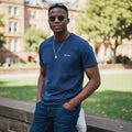 Ben Sherman Essential Script Logo Unisex Tee (Steel Blue) - Size L