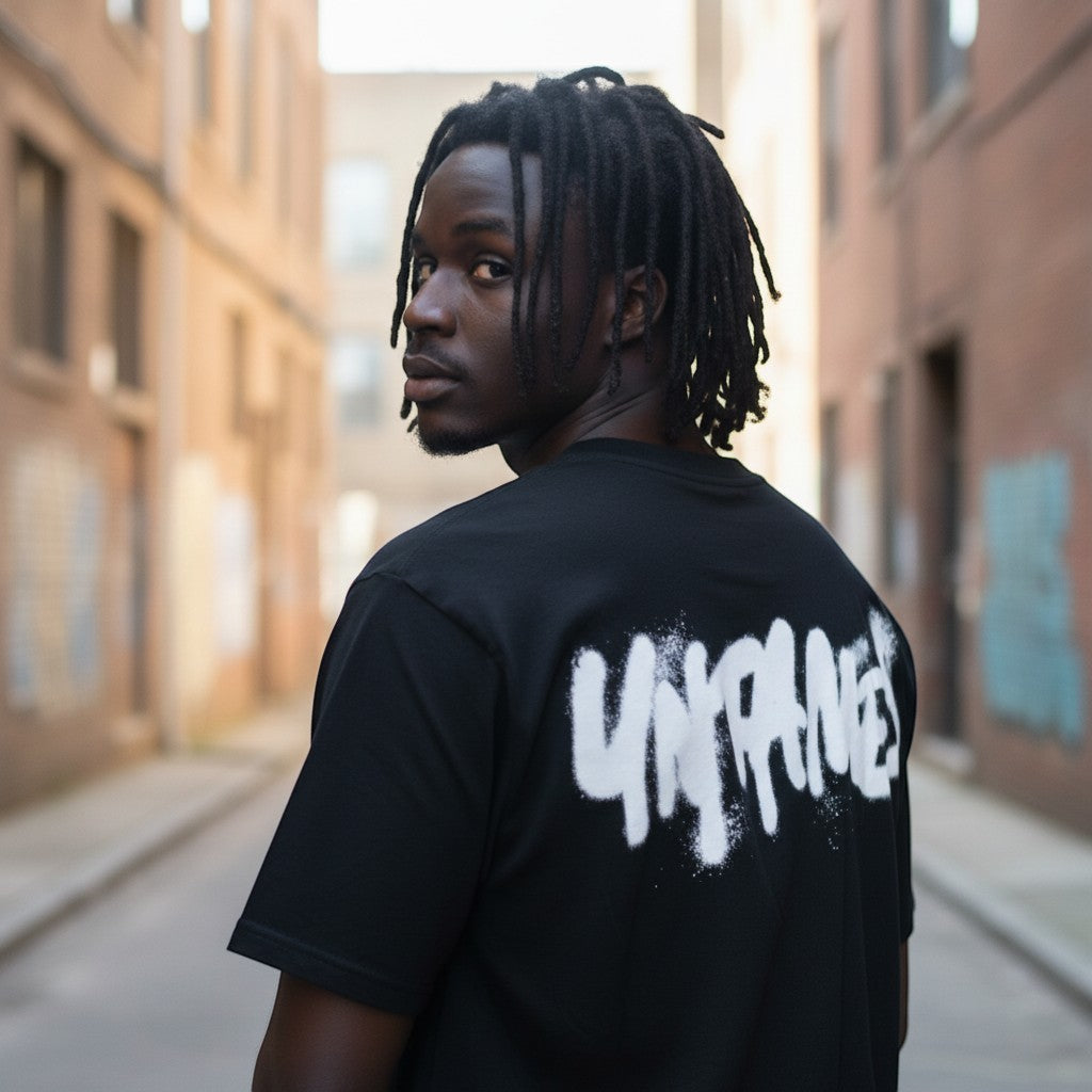 "UNTAMED" Graffiti Spray Unisex Graphic Tee (Black) - Size XL