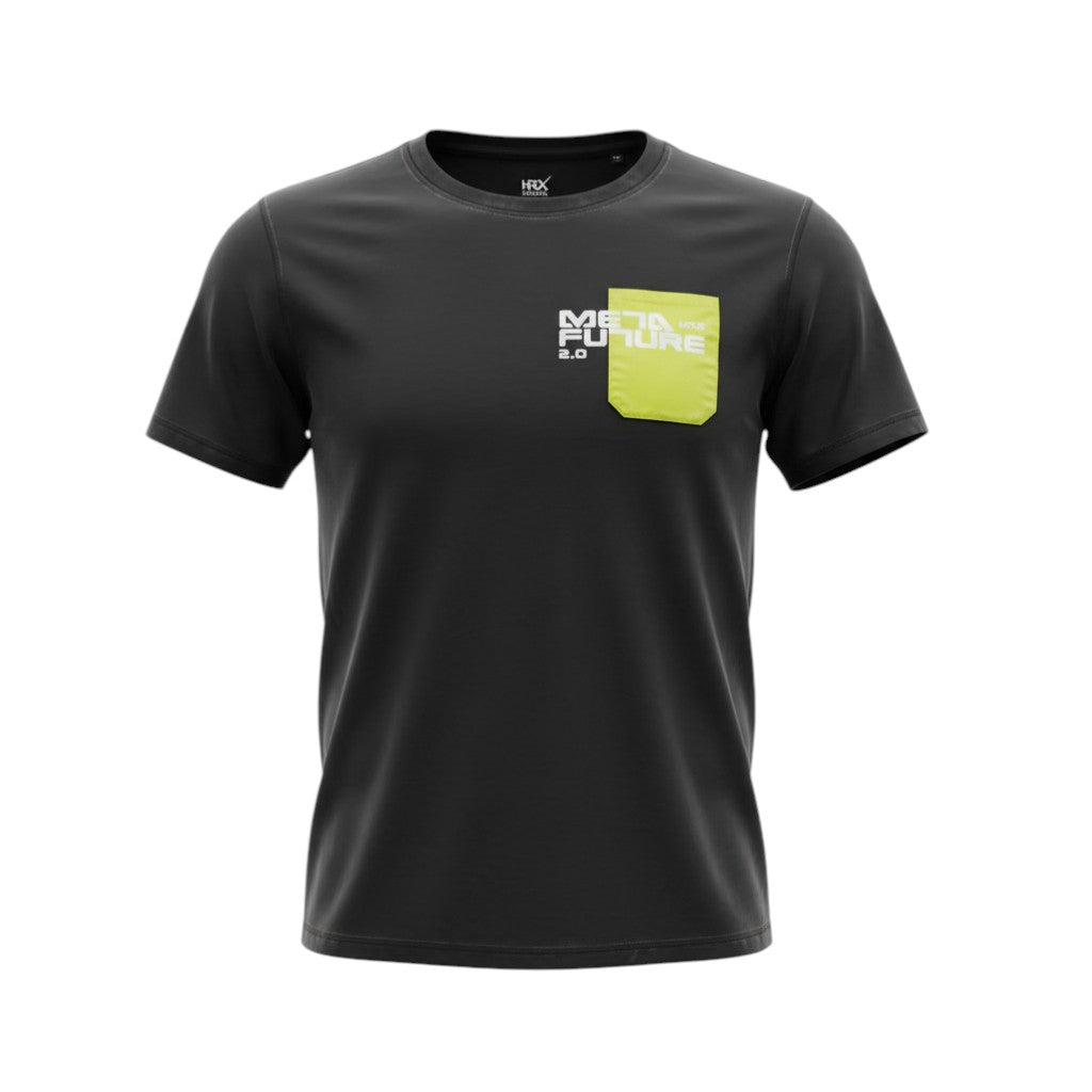 HRX "Meta Future 2.0" Unisex Performance Tee (Charcoal/Lime) - Size L