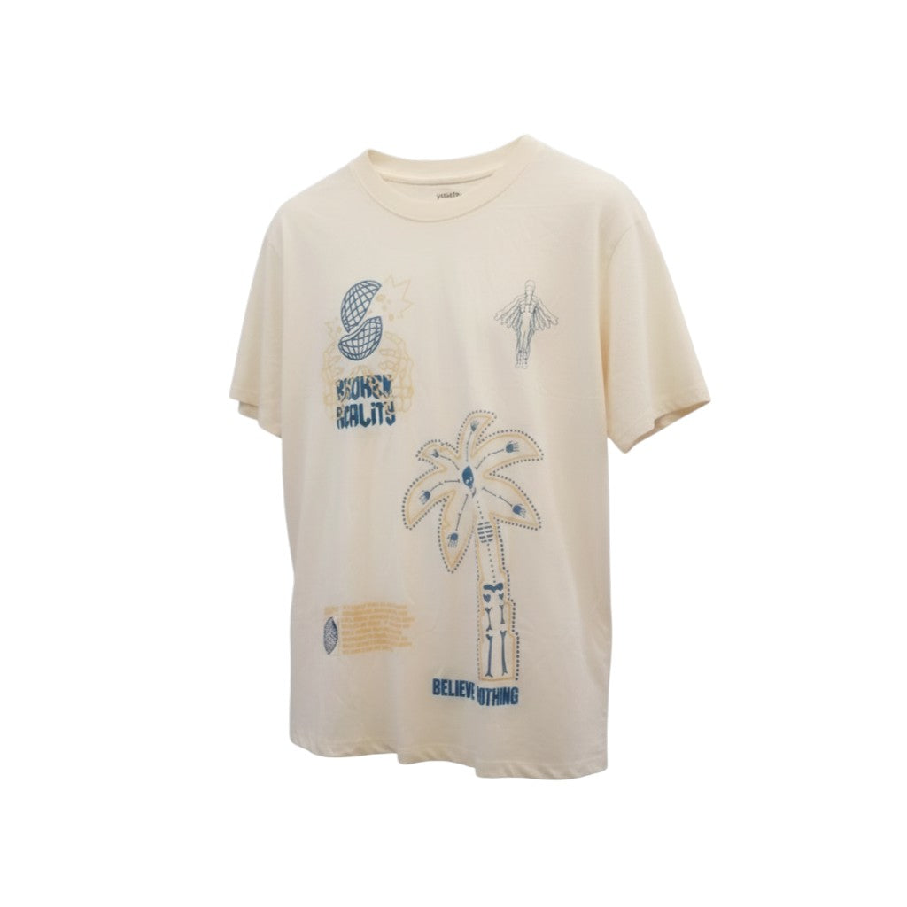 "Broken Reality" Surreal Graphic Unisex Tee (Cream) - Size XXL