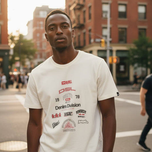 Diesel "Denim Division" Heritage Graphic Unisex Tee (White) - Size L