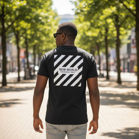 "New World Kindness Only" Graphic Unisex Tee (Black) - Size L