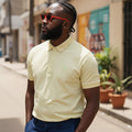 Premium Button-Down Unisex Polo (Soft Yellow) - Size L