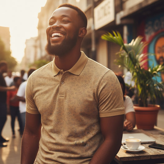 Anchor &amp; Harbour Tonal Floral Unisex Polo (Mustard Gold) - Size L