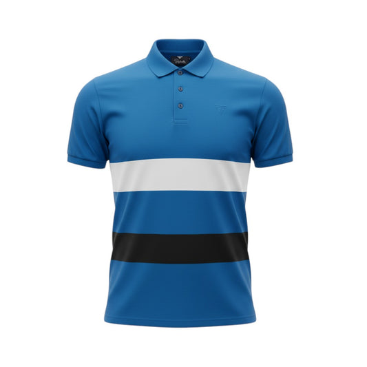 "50 Shades" Multi-Stripe Block Unisex Polo (Royal Blue) - Size XXL