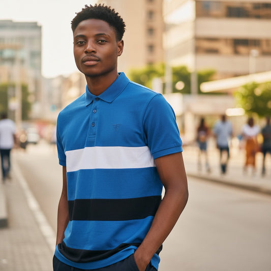 "50 Shades" Multi-Stripe Block Unisex Polo (Royal Blue) - Size XXL