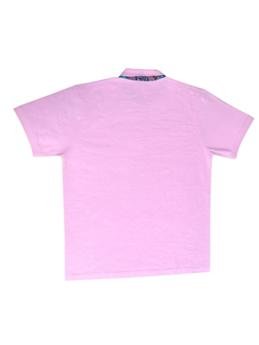 Pink Floral Collar Polo Shirt