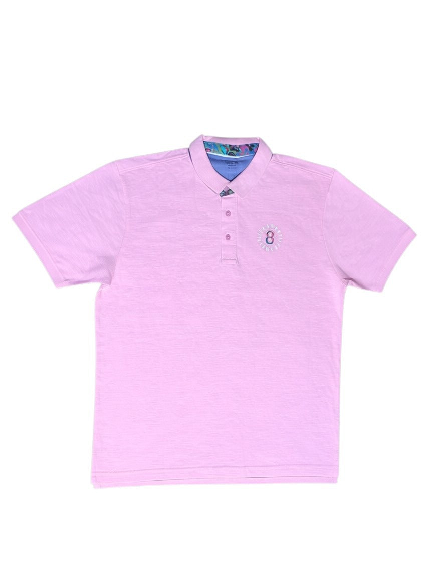Pink Floral Collar Polo Shirt