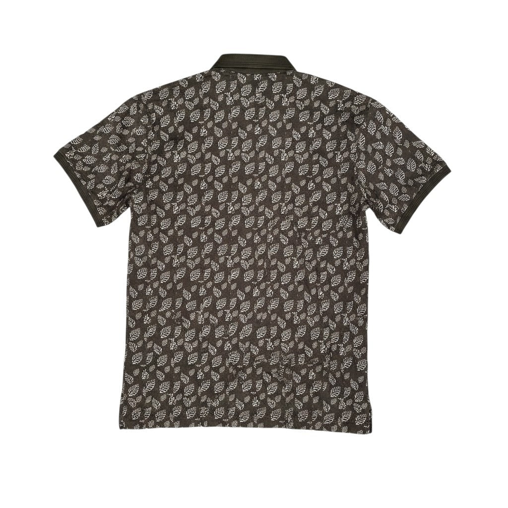Botanical Leaf Print Polo Shirt