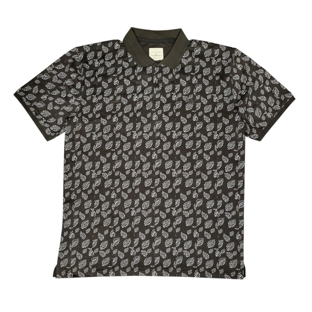 Botanical Leaf Print Polo Shirt
