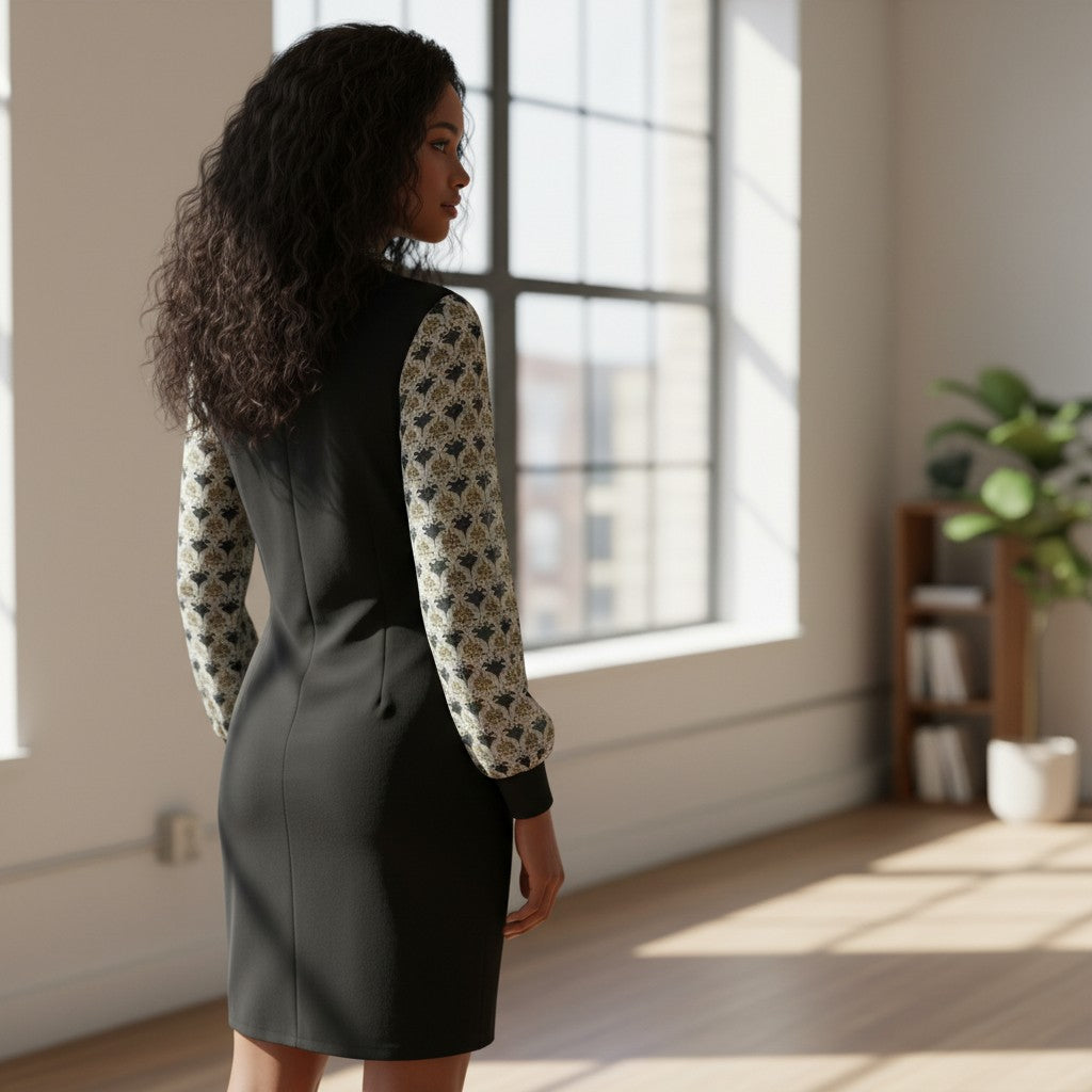 Vintage Lace-Collar Midi Dress