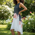 Floral Inset Asymmetric Dress