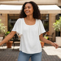 Snow White Flutter-Sleeve Top