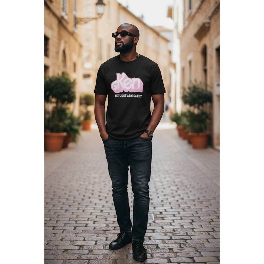 "Not Just Arm Candy" Unisex Graphic Tee | Jet Black (Size L)